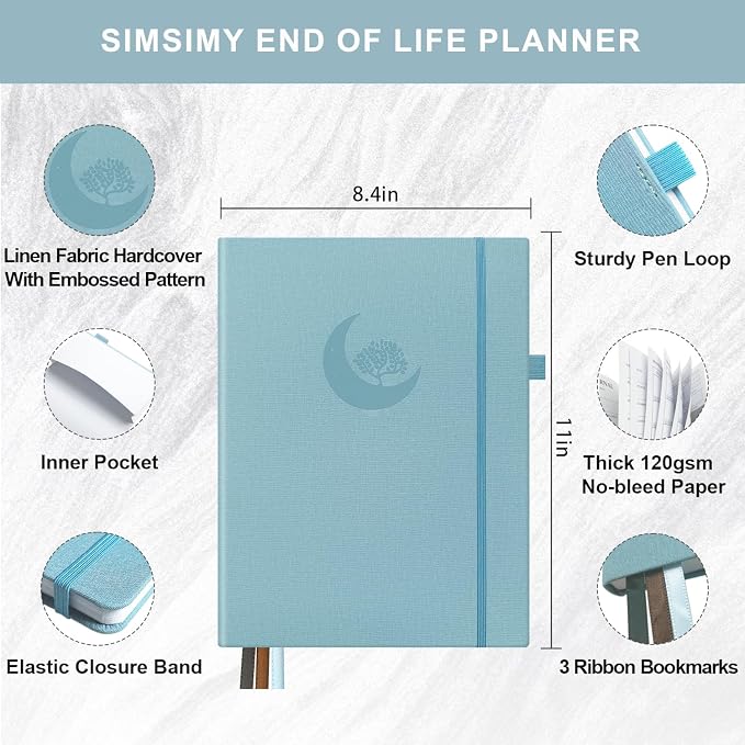 End of Life Planner, Guided Estate Planning Organizer Notebook, Final Arrangements Organizer for Beneficiary, Will Preparation, Last Wishes & Funeral Planning, In Case of Death Organizer, 8.4x11"