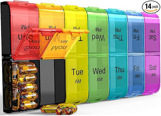 Colorwing Extra Large Pill Organizer 2 Times a Day, Weekly XL AM PM Pill Case, 7 Day Pill Box Twice a Day, Oversized Daily Medicine Pill Organizer for Vitamin, Big Pill Container, Medication Dispenser