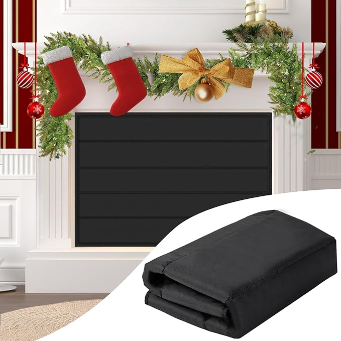 Fireplace Cover, Magnetic Fireplaces Blocker Blanket Stops Heat Loss, Indoor Fireplace Draft Stopper Save Energy, Magnetic Fire Place Draft Cover for Iron Fireplaces Frame (38"x31")