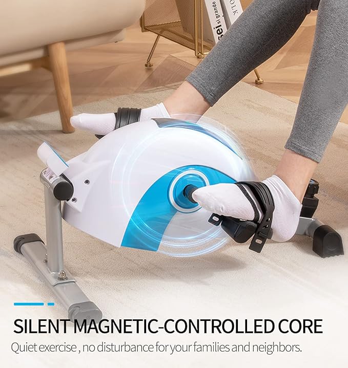 Under Desk Mini Pedal Exerciser for Arm & Leg Workout, Portable Compact Exercise Bike with Adjustable Resistance & LCD Display
