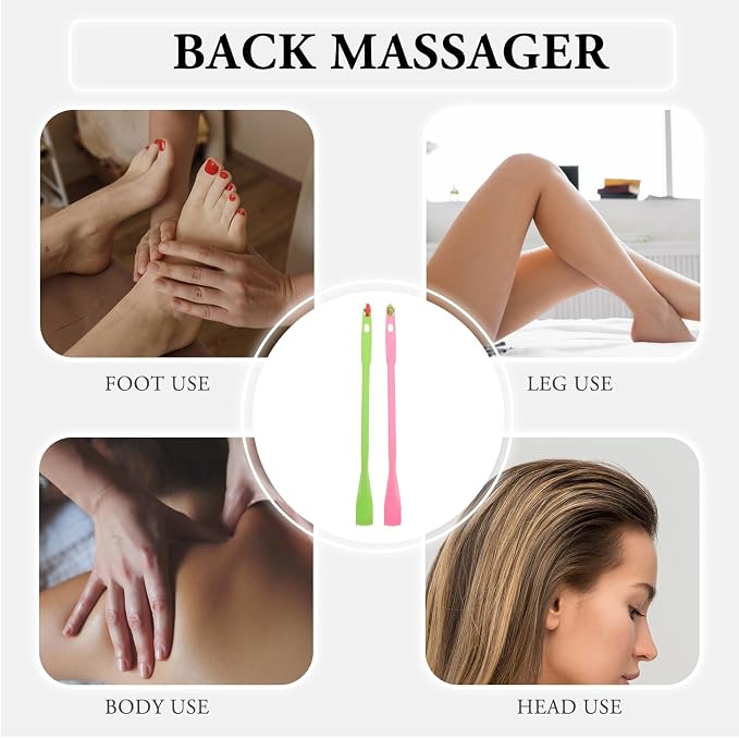Healifty 2 Pack Portable Back Scratcher Long Handle Hand Shaped Itch Rake Massager for Neck Shoulder and Back Relief Home Use Gift for Family