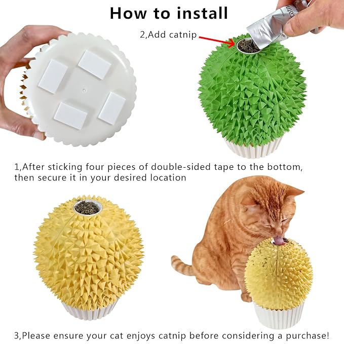 Miwoowim Catnip Feeder - Cat Face Scratcher Wall Corner Massage Comb for Indoor Cats Self Grooming Brush (Green) | Catnip Feeder Toy with Catnip. Multi-purpose scratcher. Easy to install with adhesive tape. Removes loose fur, water-washable