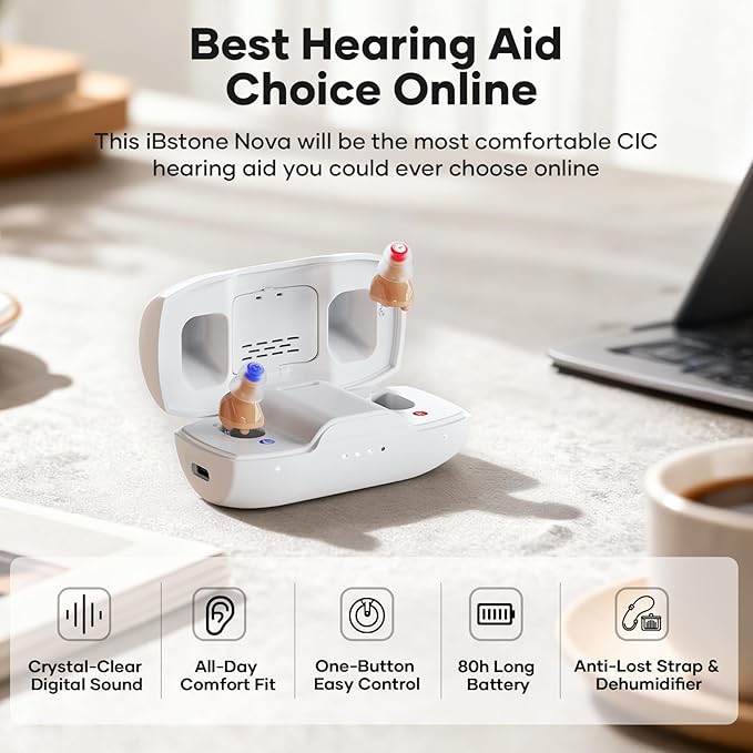 iBstone Nova Hearing Aids for Seniors Adults – Superior Sound Quality, Smart Noise Cancelling, No Feedback, Auto On/Off, Rechargeable, OTC