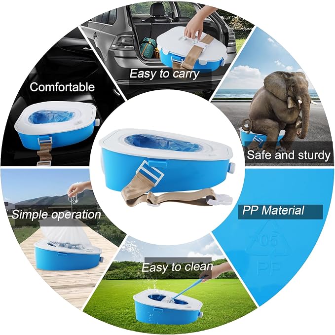 Portable Car Toilet-mobile emergency Toilet Urinal,portable potty for Adults/Children/Woman/Old man,for camping,car travel,traffic jam (blue)