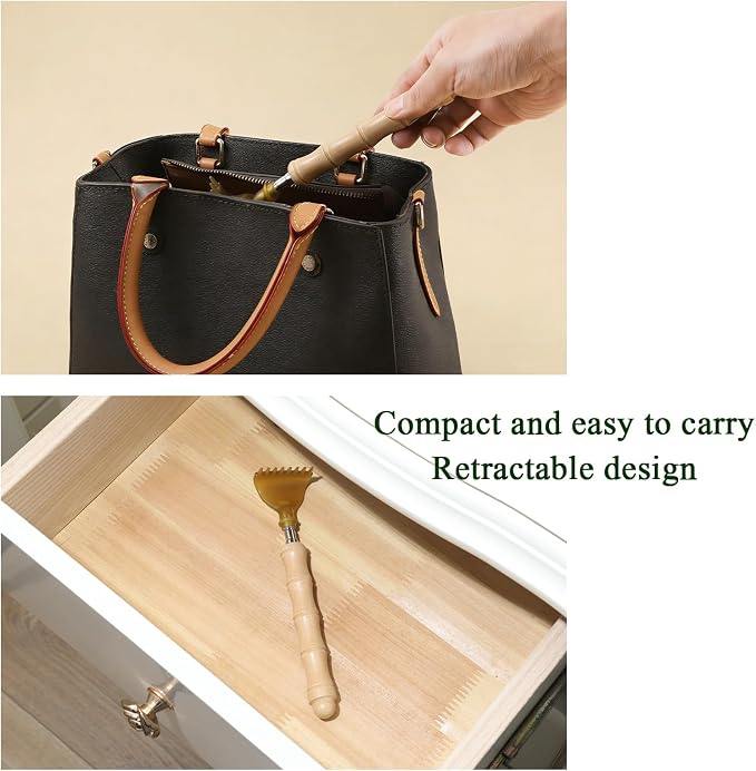 Back Scratcher Portable Extendable Bamboo Back Scratcher | Telescoping Body, for Men, Women, Travel and Holidays