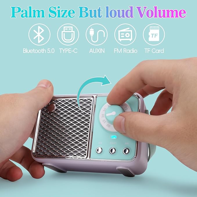 Dosmix Retro Bluetooth Speaker, Vintage Decor, Wireless Bluetooth Speakers, Cute Old Fashion Style for Kitchen Desk Bedroom Office Party Outdoor Kawaii Accessories (Cyan Green)