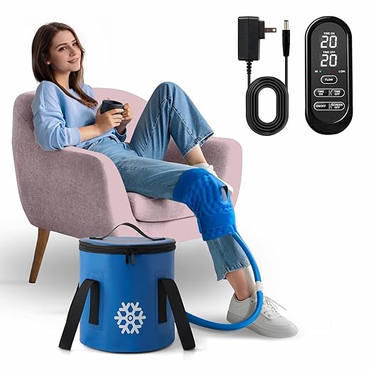 Ice Machine for Knee After Surgery 2.0, Portable Cold Therapy Machine for Knee Replacement, Ice Therapy for Post Surgery, Cryotherapy System, Ice Compression Pack Wrap for Injuries Recovery