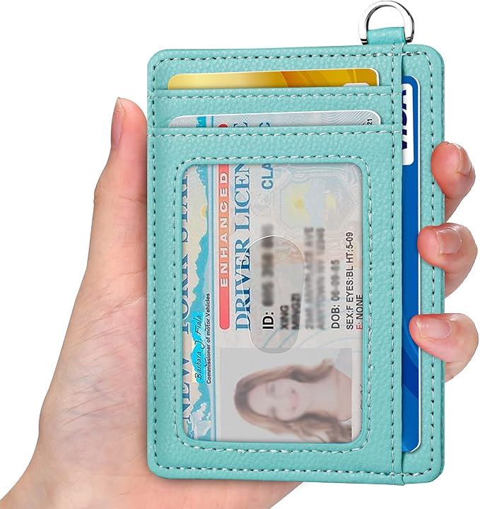 Slim Minimalist Front Pocket Wallet, RFID Blocking Credit Card Holder Wallet with Detachable D-Shackle for Men Women