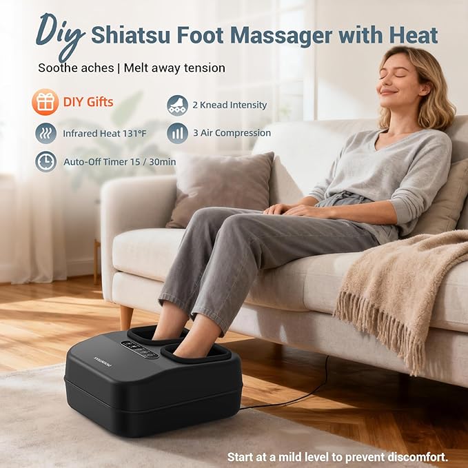 MOUNTRAX Shiatsu Foot Massager with Heat, Deep Kneading Foot Massager for Plantar Fasciitis, Neuropathy, Improve Circulation and Pain Relief – DIY Customizable Design Foot Massage with Drawing Pen