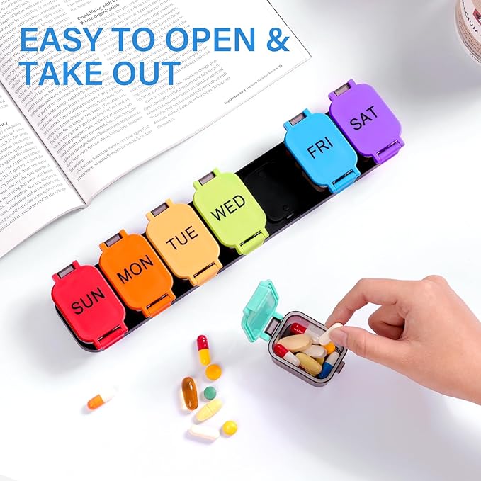 Extra Large Weekly Pill Organizer - Waterproof 7-Day Pill Box, Portable Vitamin & Supplement Case, Easy to Open Design, Ideal for Travel and Daily Medication Management