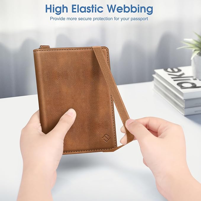FINTIE Passport Holder with Airtag Holder, Slim Travel Wallet | RFID Blocking Passport Cover Protector Essentials with Credit Card Slots, Women/Men