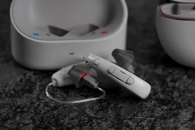 Omni OTC Hearing Aids for Seniors Adults - Ideal Background Noise Reduction, 18 HR Battery & Rechargeable Case, iOS & Android Bluetooth, App Control, Lifetime Service & Audiology Care
