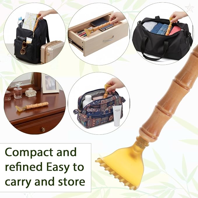 Thinp Extendable Bamboo Back Scratcher, Portable Telescoping Back Scratcher Wooden Long Handle Retractable Backscratcher for Adults Men Women