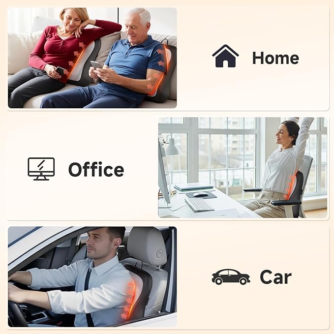 Shiatsu Back and Neck Massager for Pain Relief Deep Tissue, Up and Down Rolling Back Massager with Heat, 3D Kneading Massage for Office Home Car, Birthday Gifts for Women Men Mom Dad