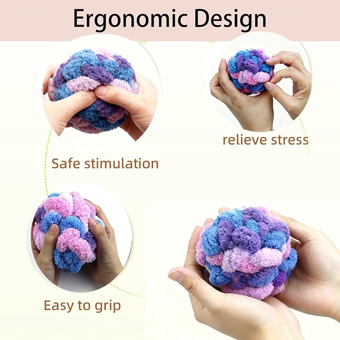 Fidget Ball for Alzheimer Dementia Patients Relief and Anxiety Relief Sensory for Autism Special Needs and Elderly Stretch and Squeeze Skin Pickers ADHD OCD (Blueberry Color)
