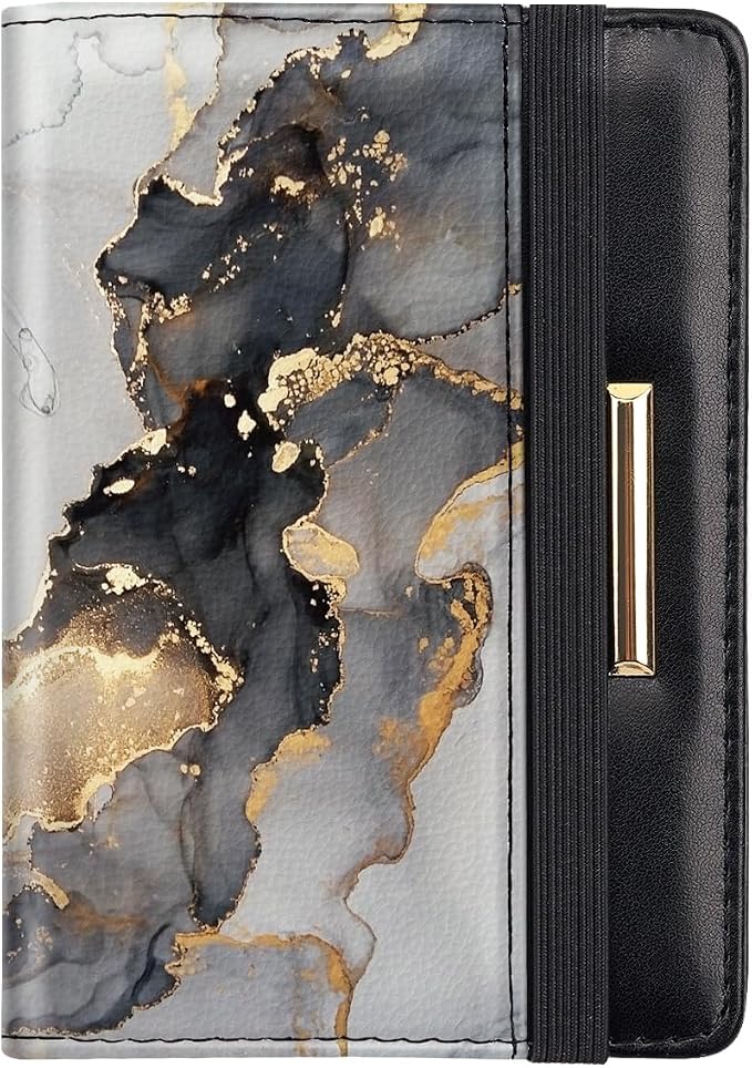 Coco Rossi Passport Holder for Travel Women Slim RFID Passport Cover Wallet | Travel Essentials, Passport Book Holders, Passport Wallet Cover Case, PU Leather, Cute, Thin, Spliced Design, Grey Marble