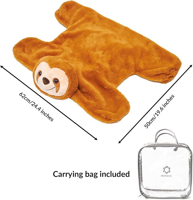 ODOXIA Weighted Lap Pad for Kids 5 Lbs | Calming & Comforting Sloth Buddy Plush | Sensory Animals Blanket | Carrying Bag Included | Washable