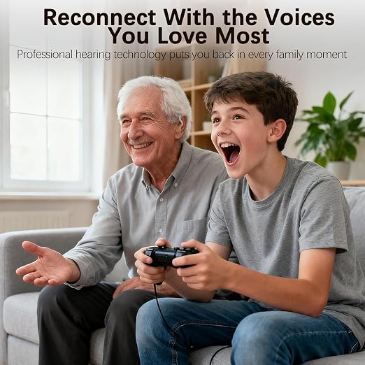 Hearing Aids for Seniors with Hearing Loss - Invisible Hearing Amplifiers for Adults with Noise Cancelingand Volume Control Comfort In-ear Hearing Devices (black)