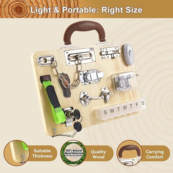 Dementia Activities for Seniors-Wooden Fidget Busy Board-Alzheimers Products for Elderly, Memory Games for Autism Adult Dementia Gadgets,Sensory ADHD Toys, Memory Care Activities for Elderly