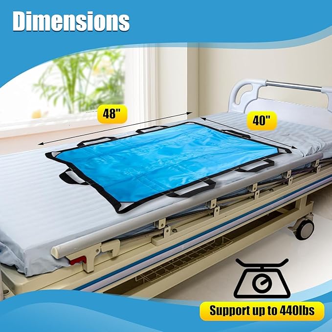 40"x48"Transfer Sheets for Elderly,Upgrade 440 LBS Load-Bearing Positioning Bed Pad with Reinforced Handles,Washable Reusable Elderly Transfer Pad Easy Lift & Transfer,Slide Sheets