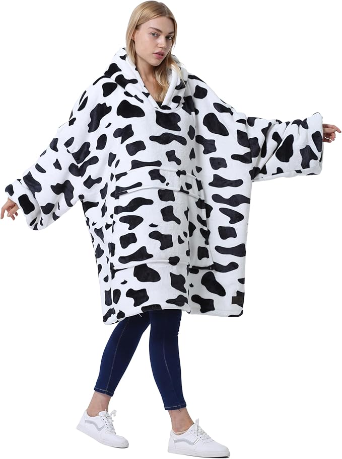 Catalonia Oversized Blanket Hoodie Sweatshirt, Wearable Sherpa Lounging Pullover for Adults Women Men