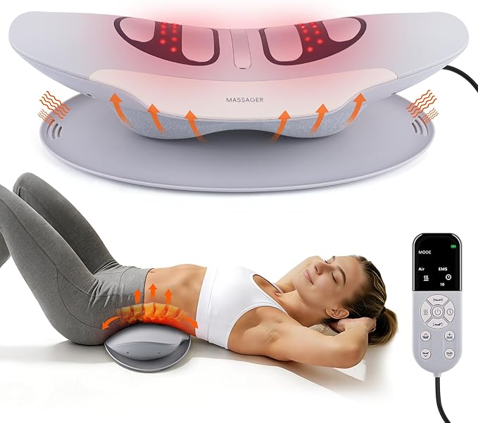 Multifunctional Electric Lumbar Traction Device for Lower Back Pain Relief, Back Traction Device with 3 Massage Modes Dynamic Traction, High-Temp Thermotherapy, Multi-Timer Options & Manual Adjustment