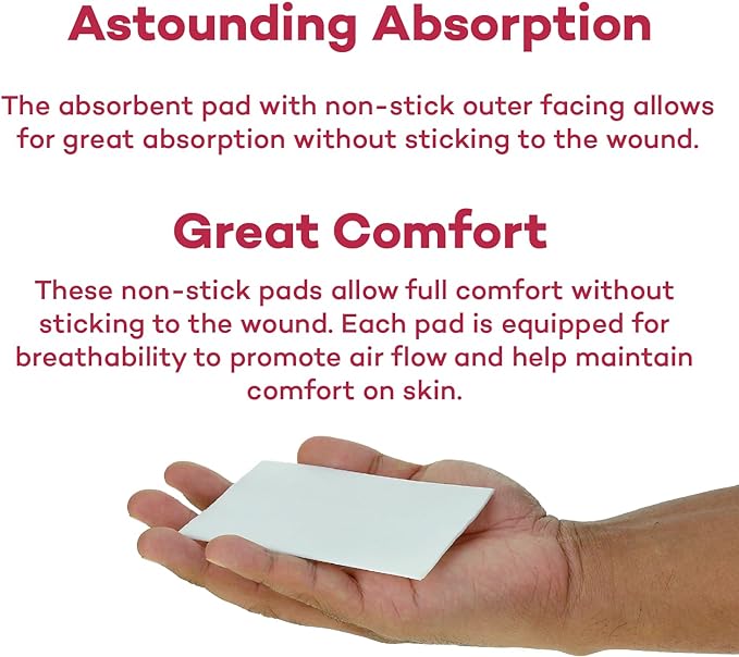 Dealmed Sterile Non-Adherent 2" x 3" Gauze Pads Non-Adhesive Wound Dressing, Highly Absorbent & Non-Stick, Painless Removal-Switch, Individually Wrapped for Extra Protection (Box of 100) (Pack of 2)
