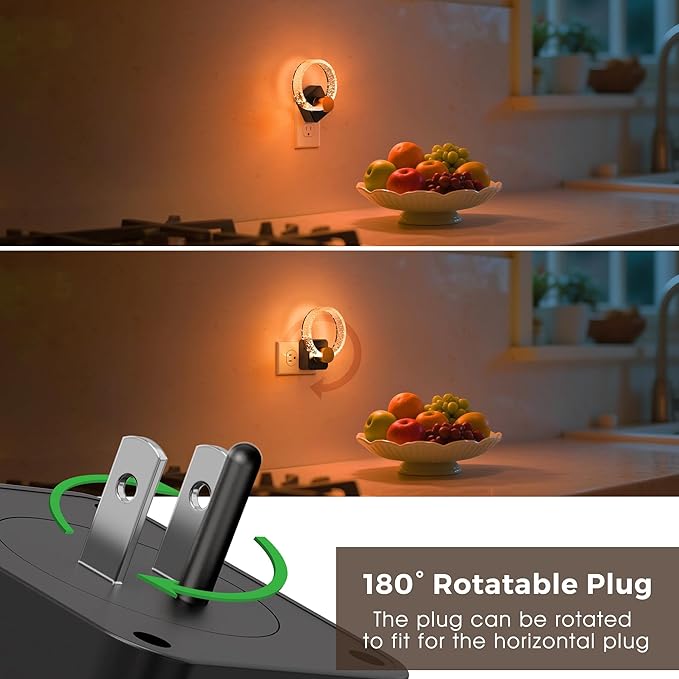 L LOHAS LED Night Lights Plug into Wall, Changing RGB Night Light with Dusk to Dawn Sensor, 180° Rotatable Bubble Nightlight Plug in Wall for Halloween, Christmas, Holiday, Hallway