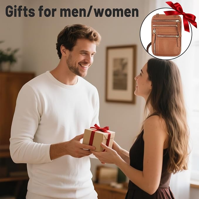 Neck Wallet for Traveling Women Men, RFID Blocking Leather Travel Pouch | Passport Holder, Family Travel Document Organizer Passport Wallets,International Travel Must Haves Travel Accessories