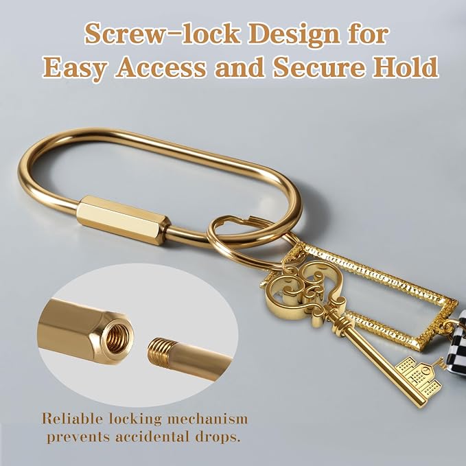 Muitcdo Brass Key Rings Bulk, Key Chain Organizer Holder for Men Women with Secure Screw Locking