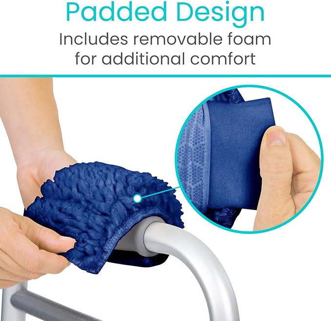 Vive Walker Handle Cushions (2-Pack) Extra Soft Sheepskin Grips - Padded Hand Cover Accessories for Folding Rolling Wheelchair, Rollator Handle, Senior, Elderly Grippers - Foam Padding for Disability