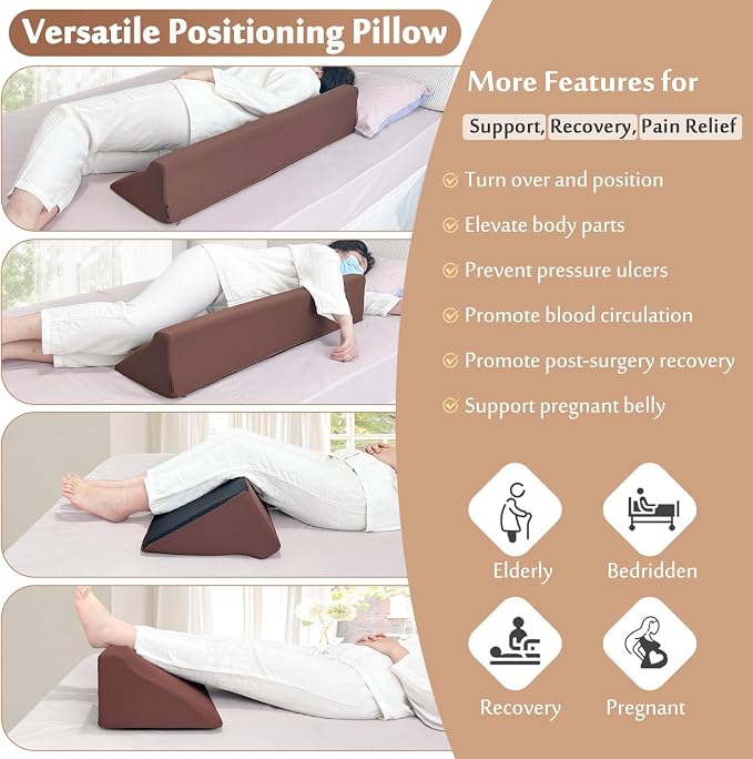 AOSSA Bed Rail Foam Wedge for Elderly Adults Safety Bed Rails Padding Railing Protector Seniors Assist Side Rails Bed Guard Hospital Medical Bumper Foam Cushion Covers Pads for Disabled 7 X 11 X 34''