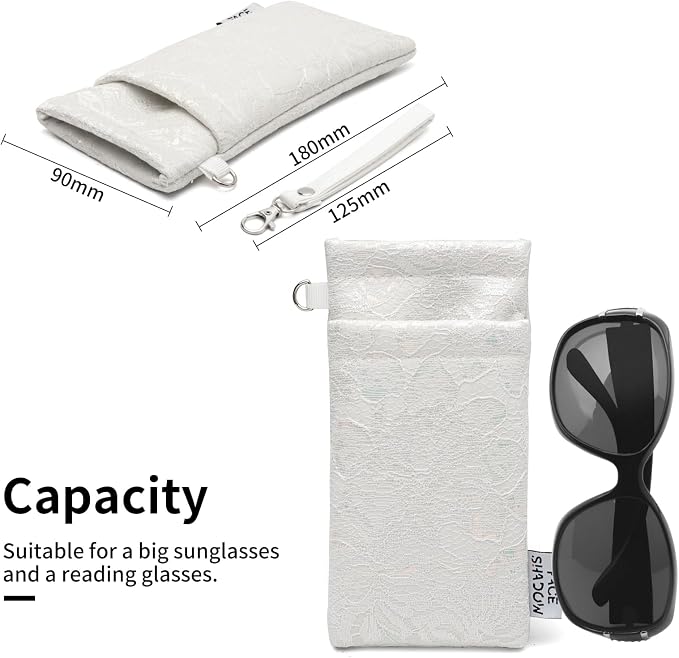 Face Shadow Double Glasses Case Soft Eyeglass Case For Women Men Squeeze Top Sunglasses Case With Cleaning Cloth