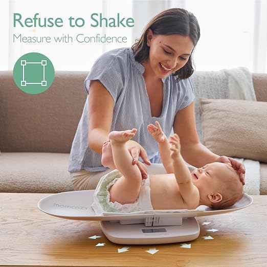 Momcozy Baby Scale, Multi-Function Scale for Body Weight and Height Measurement, Weighted Feeds, with Curved Removable Tray, for Newborns, Adult Scale & Pet Scale, 5 Units, Auto-Off,Digital LED Screen