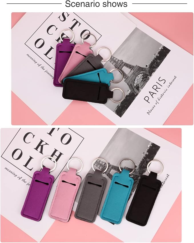 Meiiy Chapstick Holder Keychain Lip Balm Holder Lipstick Sleeve Pouch Lip Gloss Holder Stocking Stuffers Gift for Women