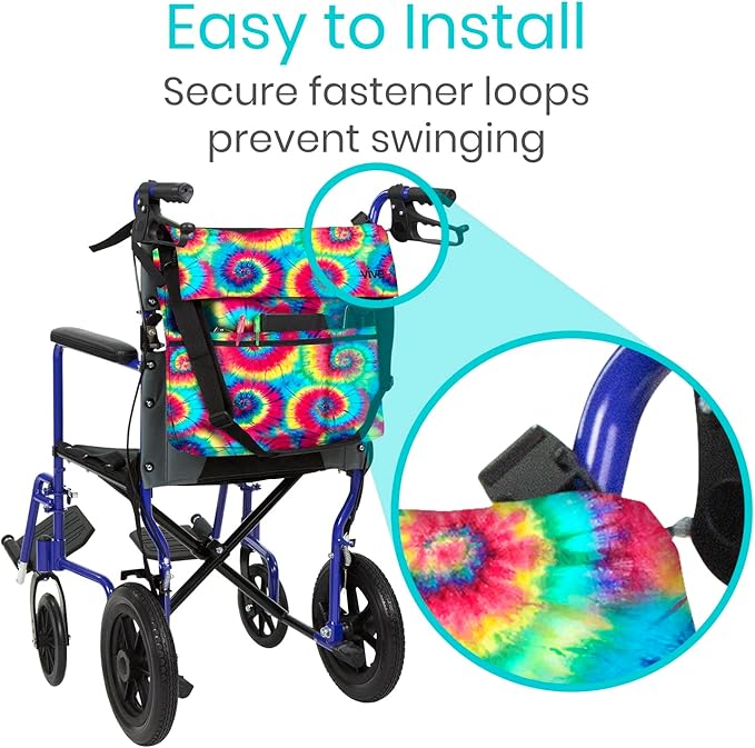 Vive XL Wheelchair Accessories Bag - Waterproof, Scratch-Resistant, Double-Stitched, Machine Washable for Adults, Seniors, 15 Colors - Storage Walker Backpack to Hang on Back