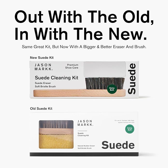 Jason Markk Suede Cleaning Kit, Shoe Cleaner, 2-Piece Set, Brush & Stain Eraser, Sneaker Care, Ideal for Footwear, Safe for Leather, Suede, Nubuck, Cotton, Knits