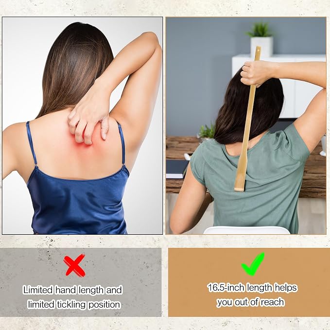 72 Pcs Bamboo Back Scratcher Bulk Long Handle for Itching Relief | Traditional Wooden Manual Back Massager for Elderly Men Women, Natural Bamboo with Hanging Hole, Gifts for Nursing Friends