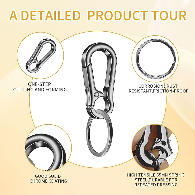 4 Pack Keychain, Metal Key Chain, Sturdy Key Ring, Key Rings Key Organizer Keychain Clip Key Chains for Men Women
