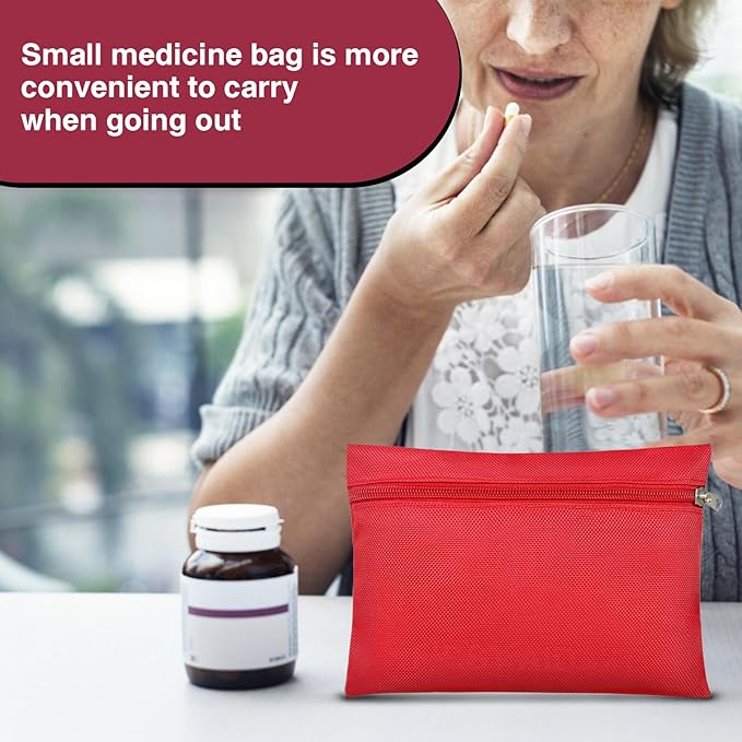 Secure Medicine Lock Box with Key, Childproof Metal Medication Storage Organizer for Home & Travel, Layered Aluminum First Aid Box, Portable & Durable – 11.2" x 7.6" x 7.6" Black & Red