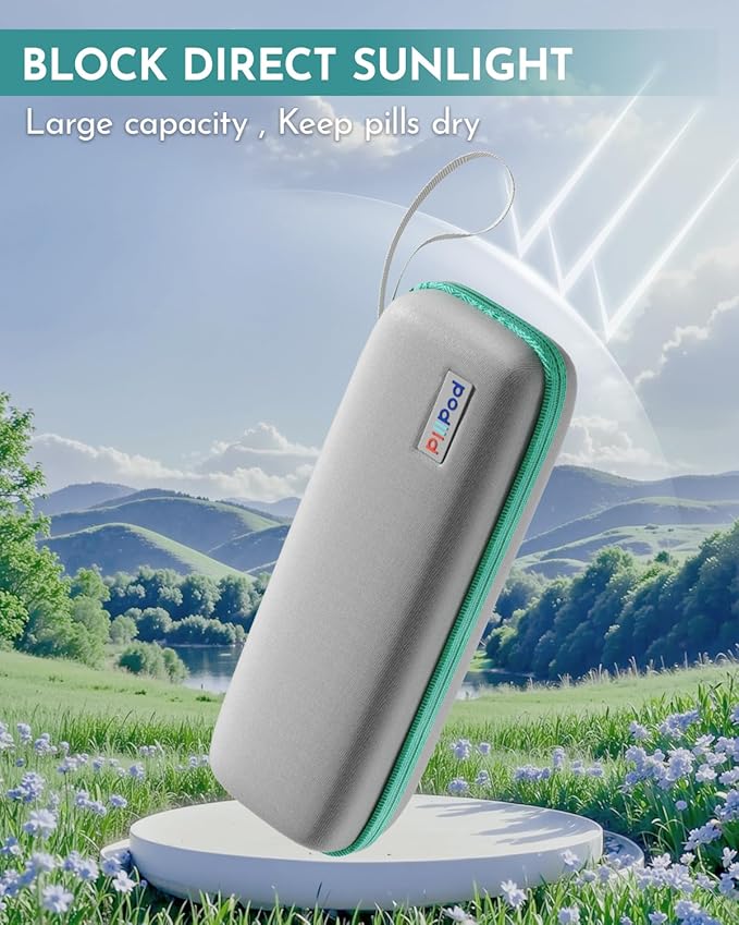 Weekly Pill Organizer, 7 Day Travel Medicine Pill case with Moisture-Proof Silicone Lid, Large AM PM Daily Pill Organizer 2 Times a Day for Vitamins & Supplements, Secure Zipper Pill Box(Green)