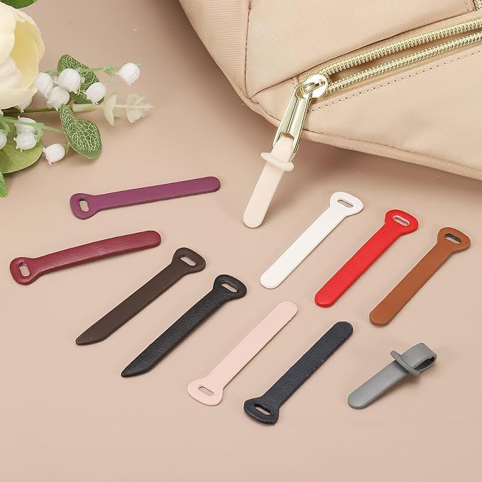 PATIKIL 15Pcs Leather Zipper Pull, 2.6" Replacement Zipper Puller Extender Backpack Luggage Sliders for Handbags Suitcases Bags Wallets Jackets Coats Pull Tabs, Bright Black