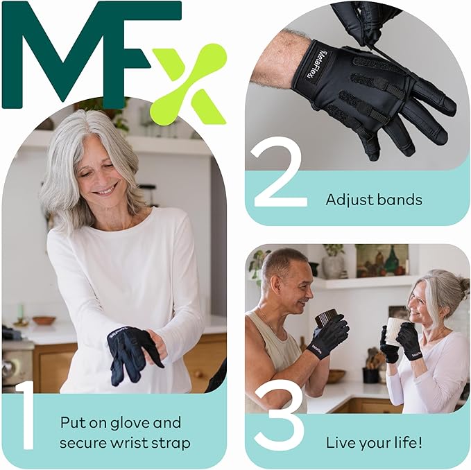 MetaFlex Compression Gloves for Arthritis, Carpal Tunnel, Swelling, Mobility - Full Finger Glove Compresses, Stretches & Strengthens Hand - Adjustable Resistance for Men & Women