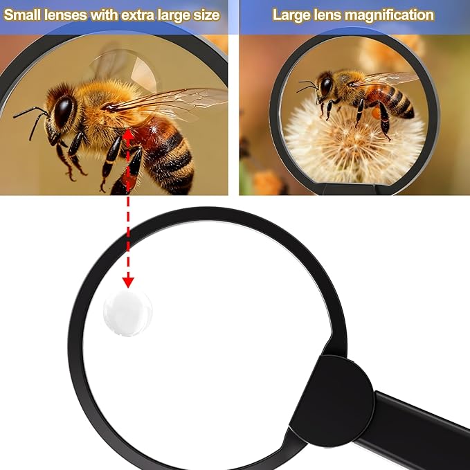 Magnifying Glass with Light Hands Free for Reading 5.5 Inch 5X, LED Light with 2 Modes, Flexible Neck-Worn Large Magnifie, Illuminated Magnifier for Seniors Inspection, Coins, Jewelry, Sewing