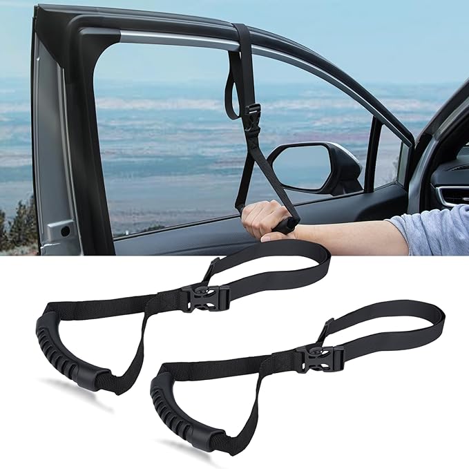 2Pack Car Grab Handle Adjustable Standing Aid Safety Handle Portable Vehicle Support Grab Bar Nylon Grip Handle Mobility Assist Device (Black)