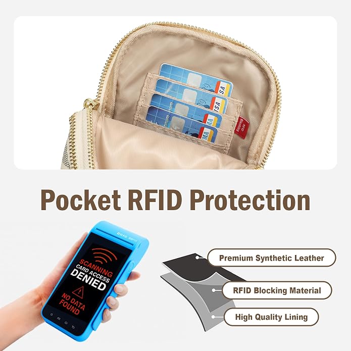 Anti Theft Crossbody Bag for Women, Small RFID Blocking Sling Purse with Zipper Lock for Travel, Vegan Leather