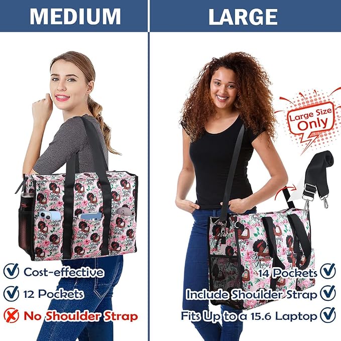 ABAMERICA Nurse Bags for Work Nursing Bag Multiple Pockets Waterproof Organizing Zip Top Clinical Bag for Nursing Students