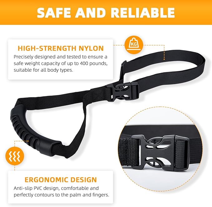 2Pack Car Grab Handle Adjustable Standing Aid Safety Handle Portable Vehicle Support Grab Bar Nylon Grip Handle Mobility Assist Device (Black)