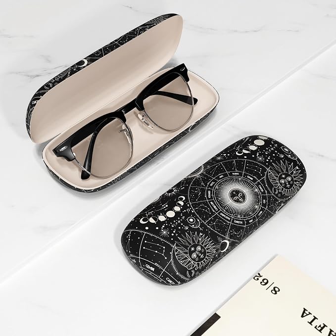 Eyeglasses Case, Portable Hard Shell Protective Case for Glasses, Eyeglass Holder Box for Women with Cleaning Cloth