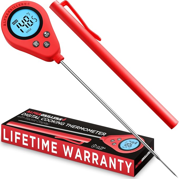 Alpha Grillers Instant Read Meat Thermometer Digital Probe for Food & Bread | Great for Cooking & Baking Sourdough Bread, Fast Probe Kitchen Thermometer